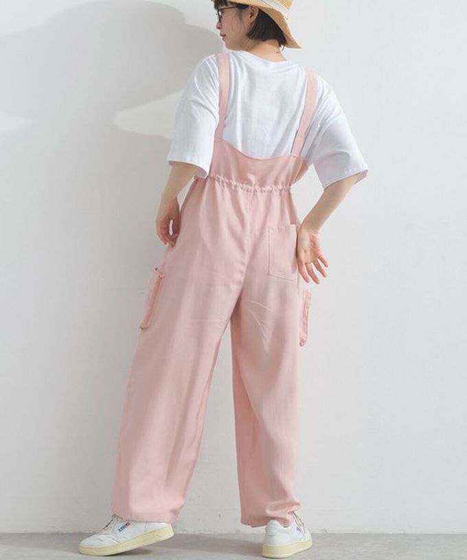 日本 Lupilien - 柔軟可愛抽繩束腰工裝風吊帶褲-卡其棕