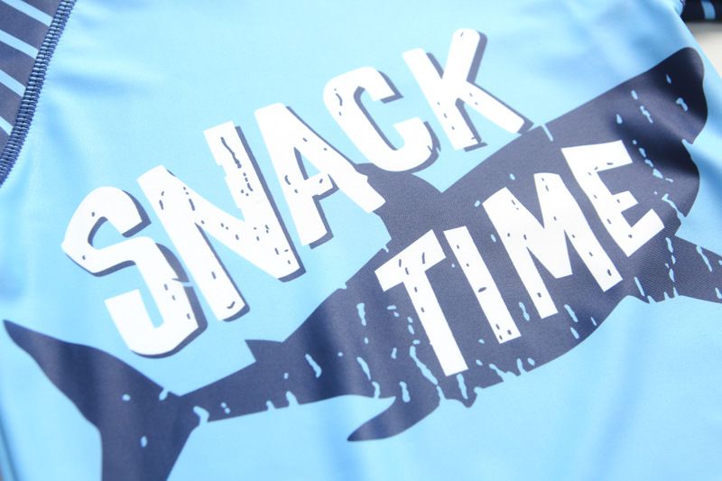 男寶防曬長袖泳裝套裝(附帽子)-鯊魚狩獵-藍色