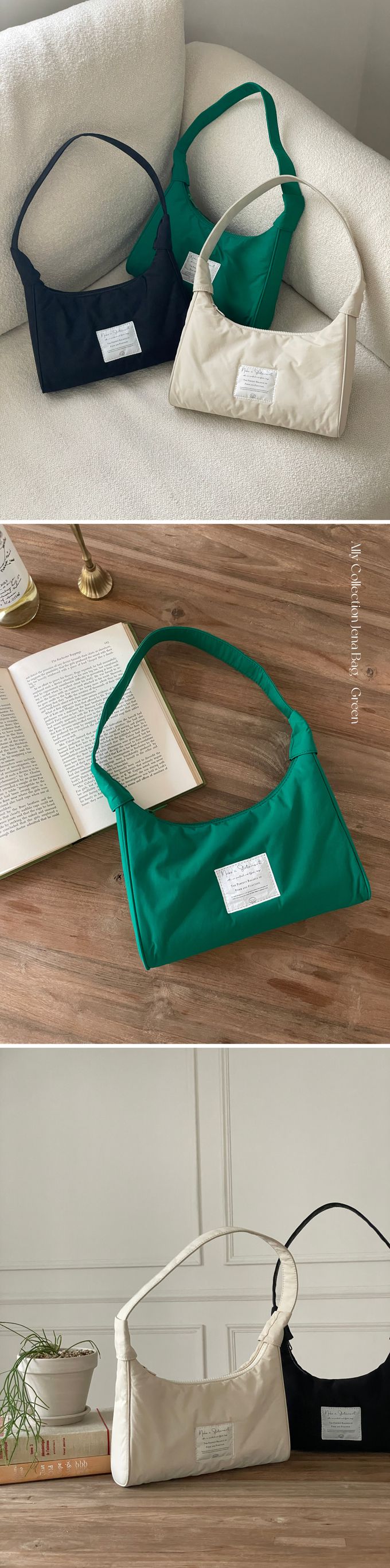 韓國 THEALLY - 輕量生活防水尼龍單肩背包-綠