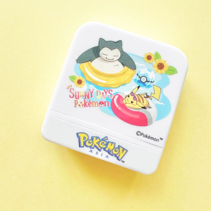 可愛卡通印章 - 方塊印章-寶可夢(卡比獸+皮卡丘)-紫 (3.3x1cm)