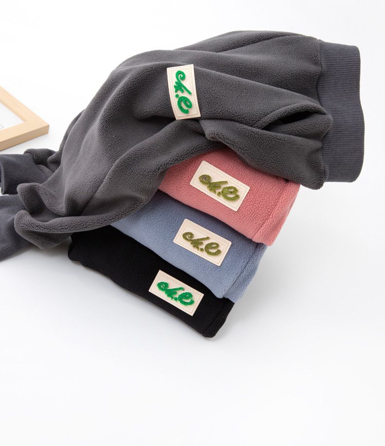 FANMOU - 加絨腰鬆緊暖暖束口休閒長褲-小標籤-灰藍色