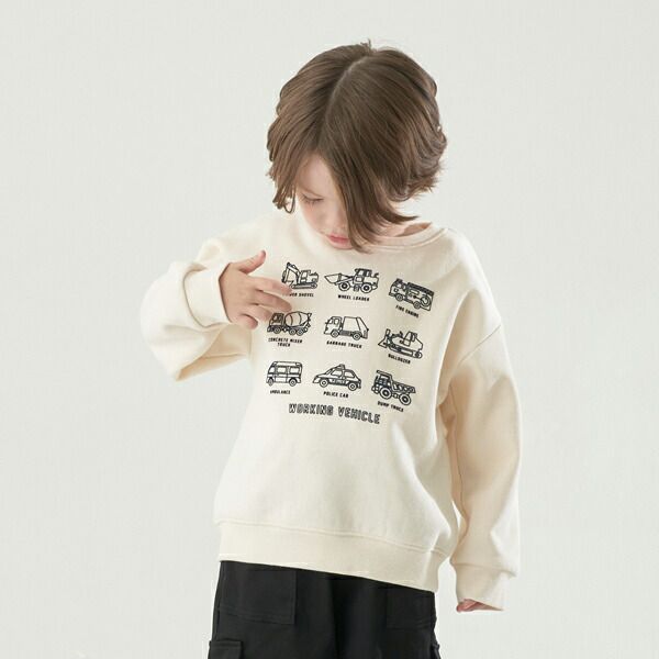 日本 b-ROOM - 裏起毛男孩印花長袖大學T-恐龍-淺紫