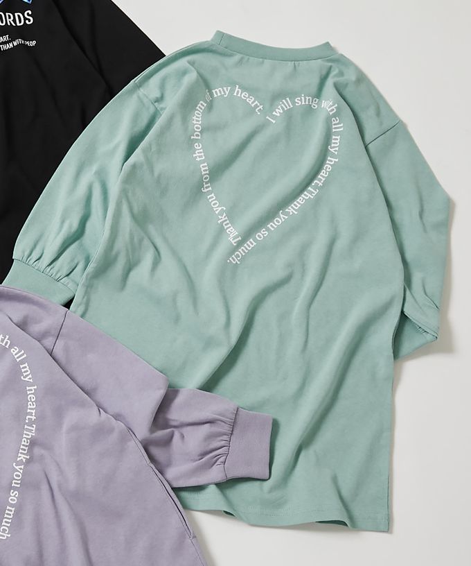 日本 devirock - 100%棉 女孩定番印花長袖洋裝-愛心連發-黑