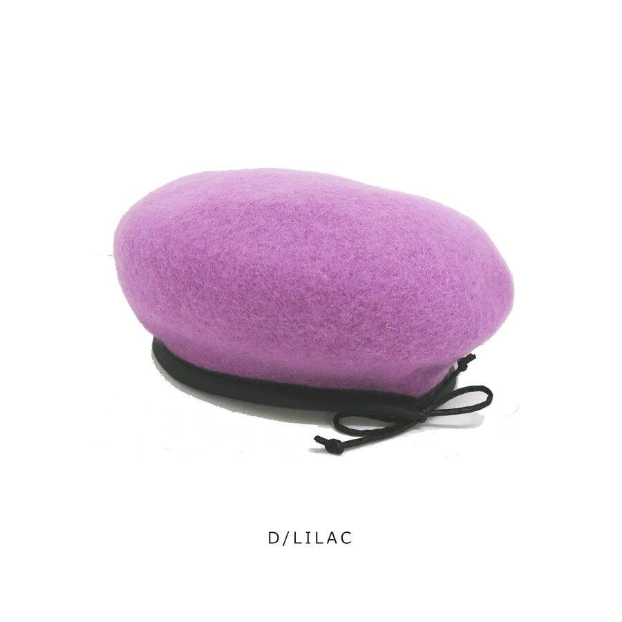 日本 jou jou lier - 合成皮拼接毛呢貝蕾帽-08 雜灰 (FREE)