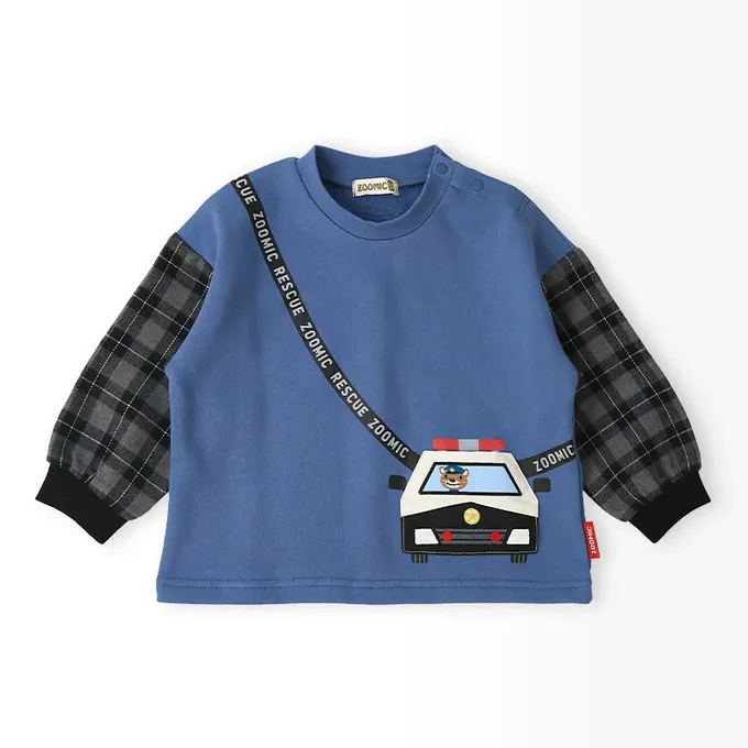 日本 ZOOLAND - 熊熊救援隊 車車口袋長袖上衣-消防車-米杏