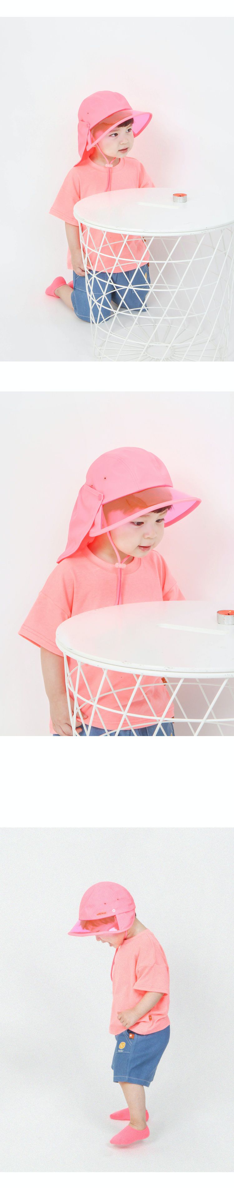 韓國 Babyblee - 抗UV遮陽板遮脖防曬帽-粉紅 (頭圍：L(50-54cm))