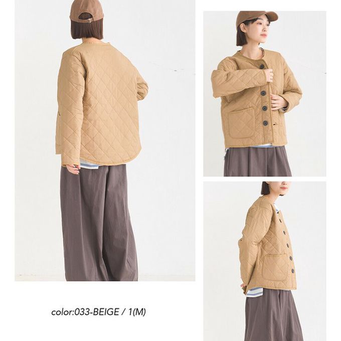 日本 OMNES - 超柔厚刷毛高密度衍縫圓領外套-杏