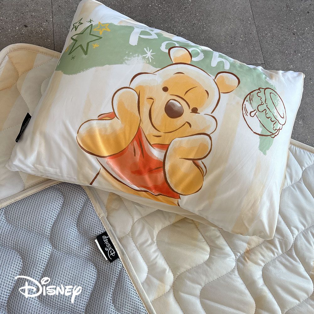 迪士尼Disney - 涼感兒童三合一睡墊-捧臉維尼winnie (枕頭+枕套*1/睡墊*1/被子*1)