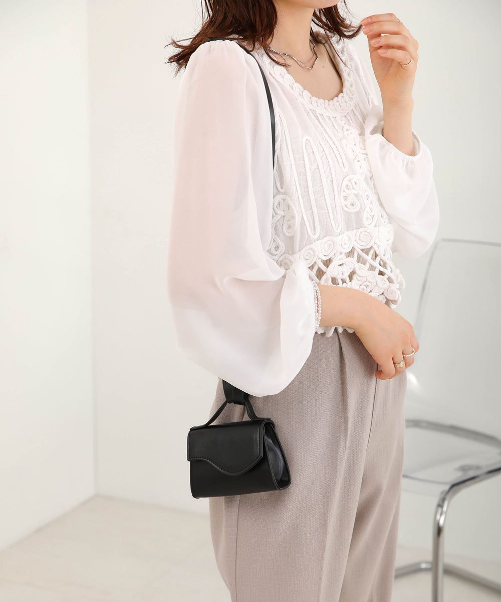 日本 Bab - 時尚波浪設計皮革小包-咖啡