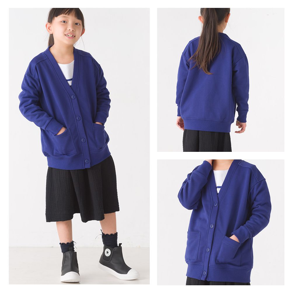 日本 OMNES - 百搭V領棉混舒適薄外套-兒童-象牙杏