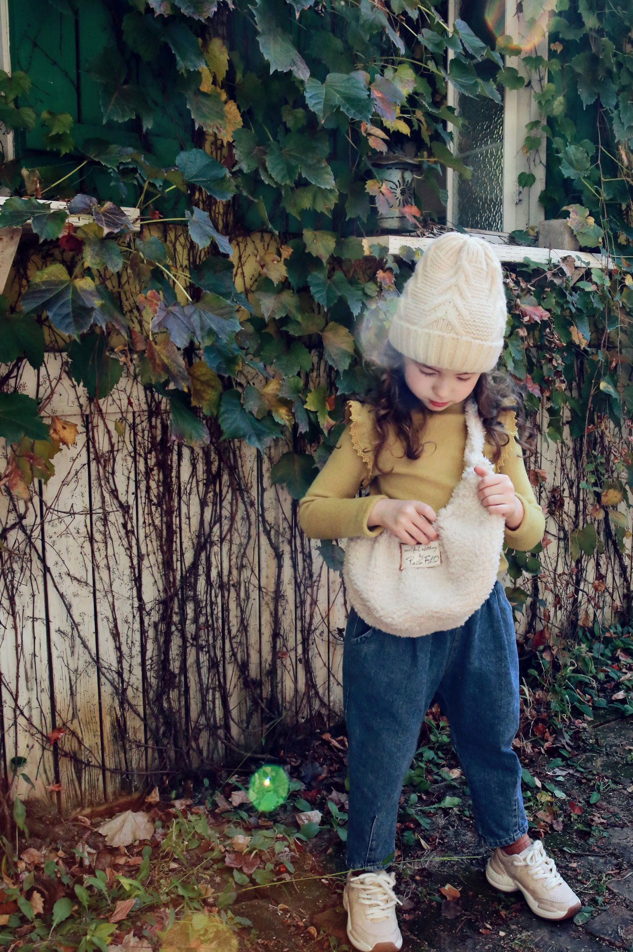 韓國 PuellaFLO - 倒V針織毛帽-杏