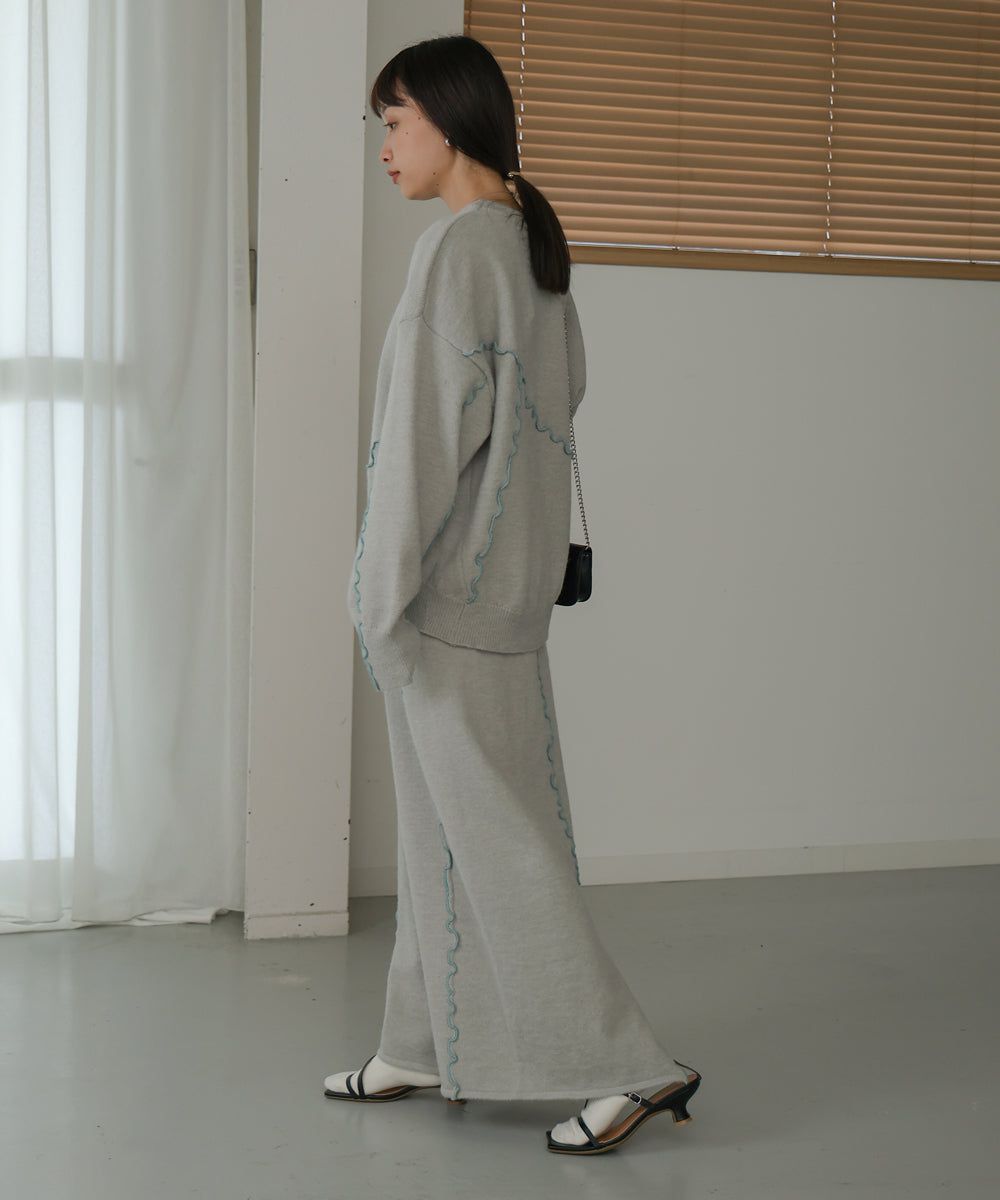 日本 Bab - 不規則撞色滾邊長袖上衣-黑x綠