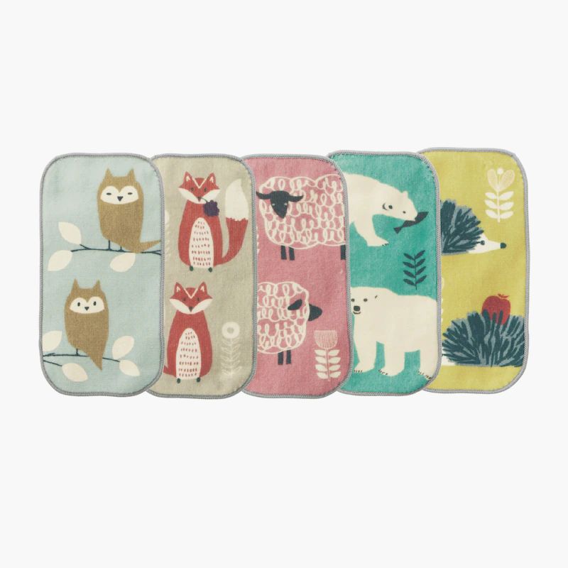 日本千趣會 - 北歐風長方形小手帕五件組-化妝品高跟鞋 (10x20cm)