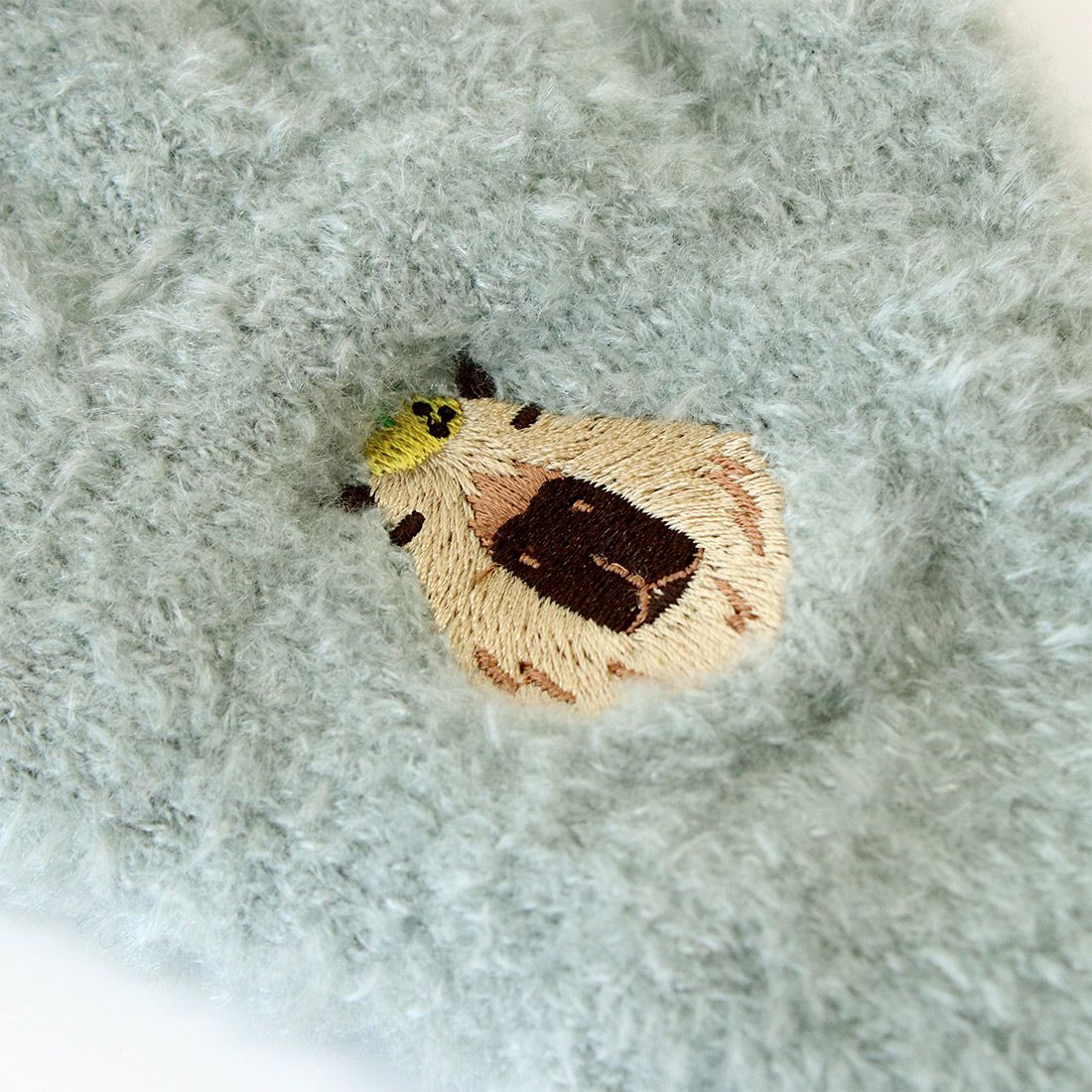 日本 TOMO - 兒童可觸控短絨保暖手套-水豚君-淺藍