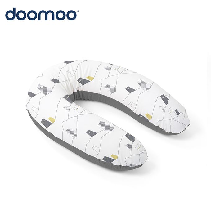 比利時 DOOMOO - 有機棉舒眠月亮枕-小熊灰