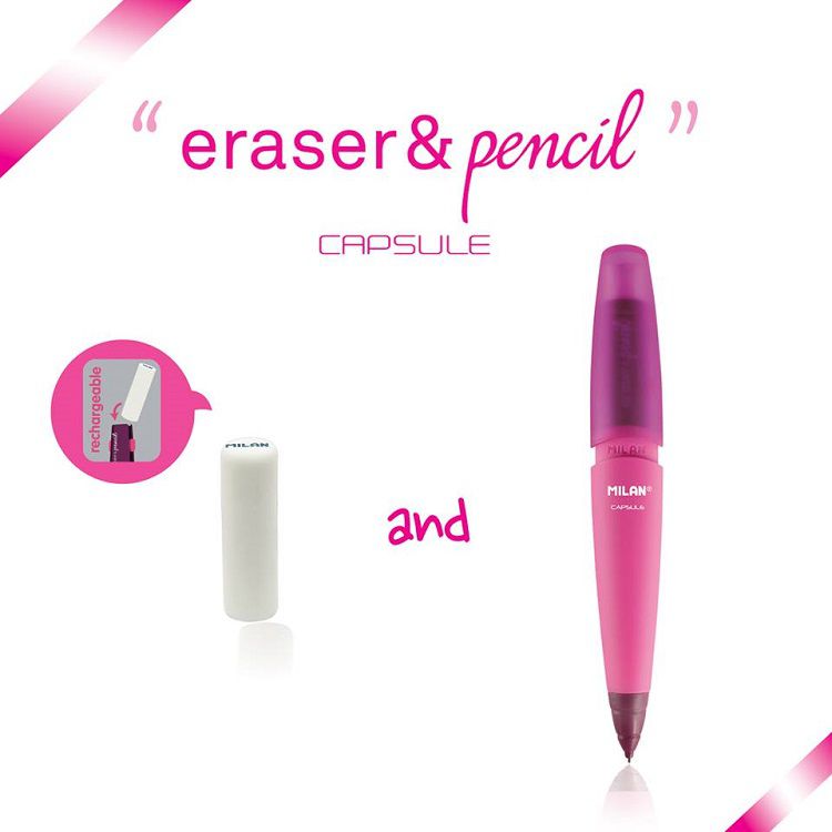 MILAN - 果凍自動鉛筆_0.7(2入)+0.7筆芯2B(1入)-蜜桃紅/湖水藍