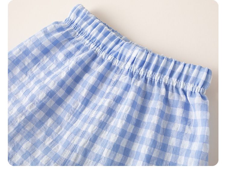 格紋束口長褲-黑+白