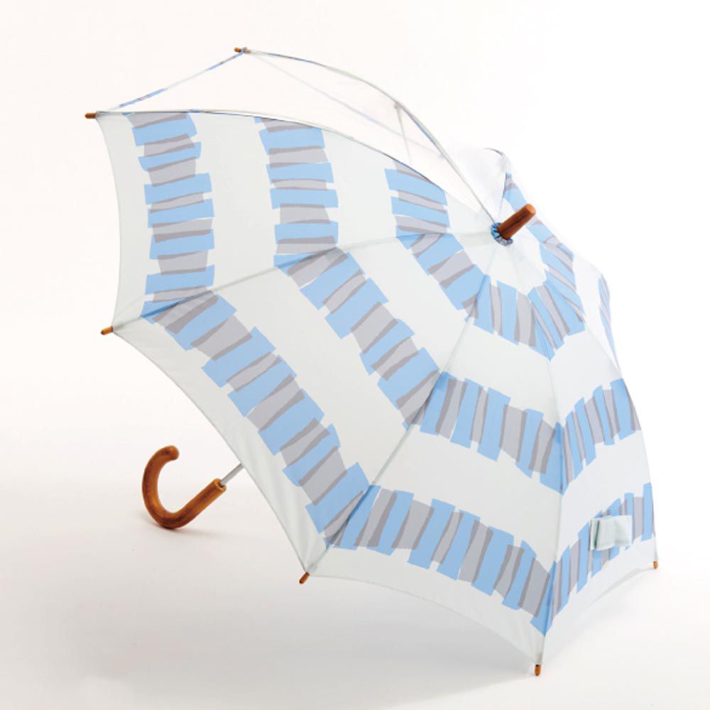 日本代購 - 印花透明窗兒童雨傘-繽紛幾何-水藍 (45cm(身高105-110cm))