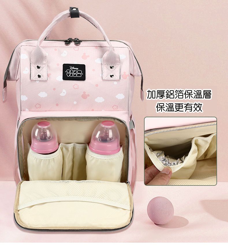 卡通人物防髒後背包/媽媽包-TSUM TSUM-粉色 (40x26x14cm)