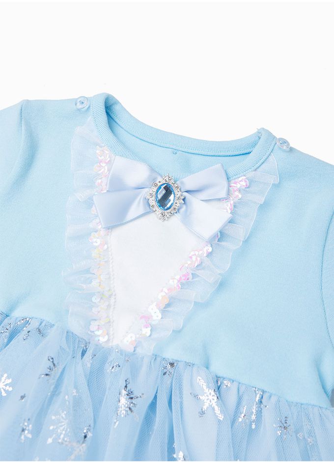 韓國 OZKIZ - 冰雪公主網紗披風洋裝-天空藍