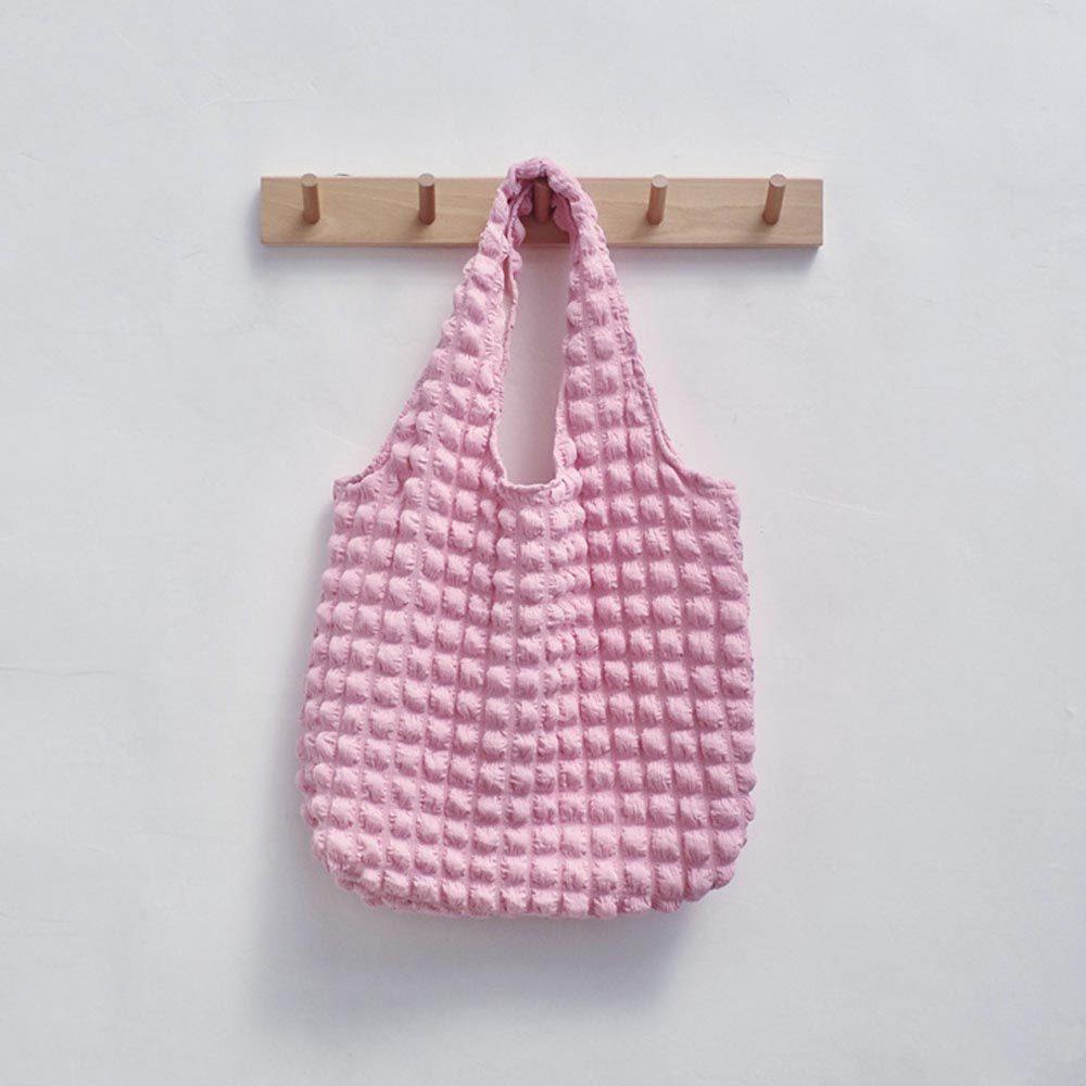 奶油泡泡雲朵手提包/肩背包-無拉鍊款-粉色 ((30+22)x39x8cm)