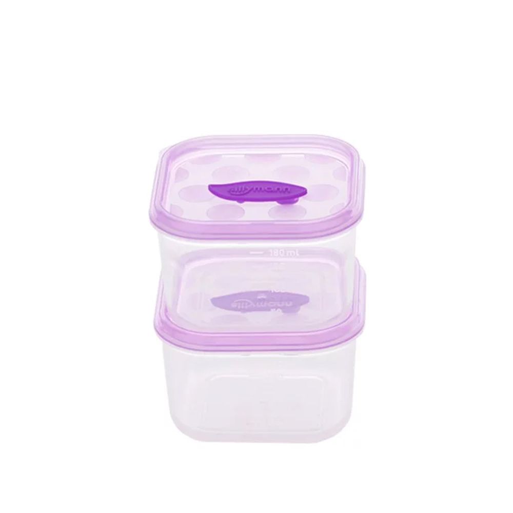 韓國 sillymann - 100%鉑金矽膠副食品保鮮盒-180ml(2入裝)-紫色-180ml