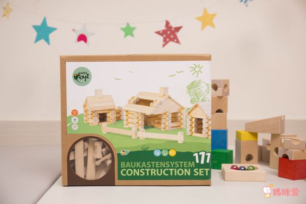 歐洲 VARIS - 木製建構積木-度假小木屋111片-獨家加贈飛行者號(市價$290)