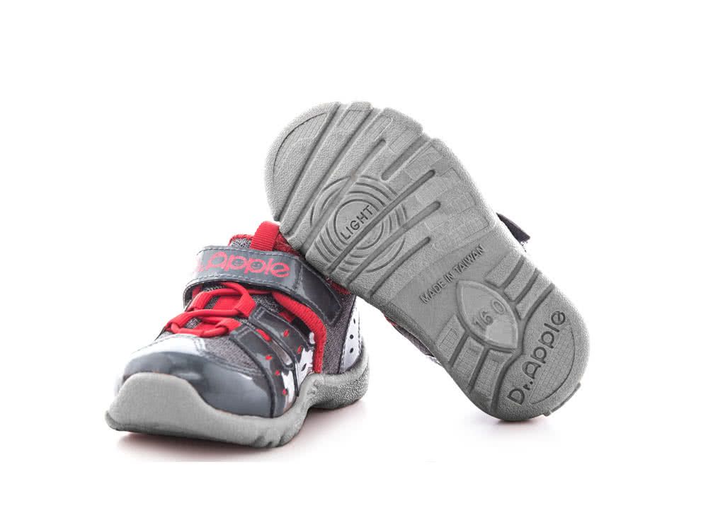 Dr. Apple - 機能童鞋-俐落大人風舒適透氣童鞋-灰
