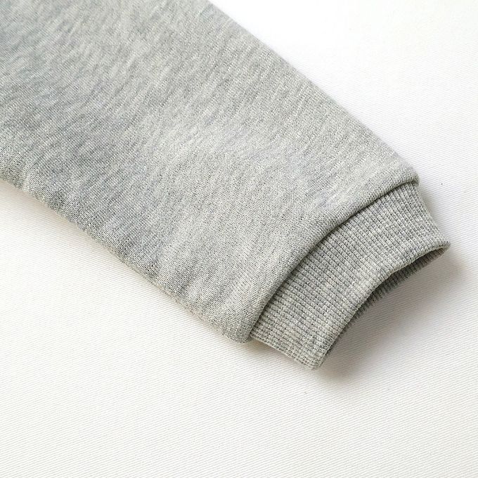 日本 ZOOLAND - 春季出遊印花裏毛長袖上衣-刺繡前口袋-灰