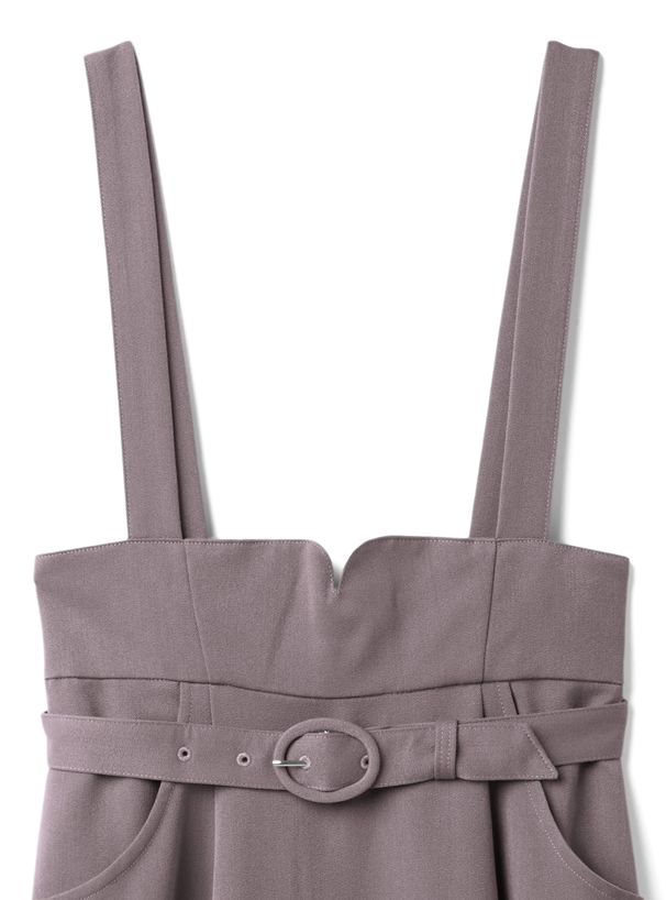 日本 GRL - 甜美修身高腰吊帶裙(附腰帶)-時尚黑