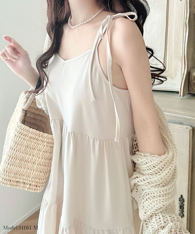 日本 Classical Elf - 前後2way綁帶分層傘狀洋裝-炭灰