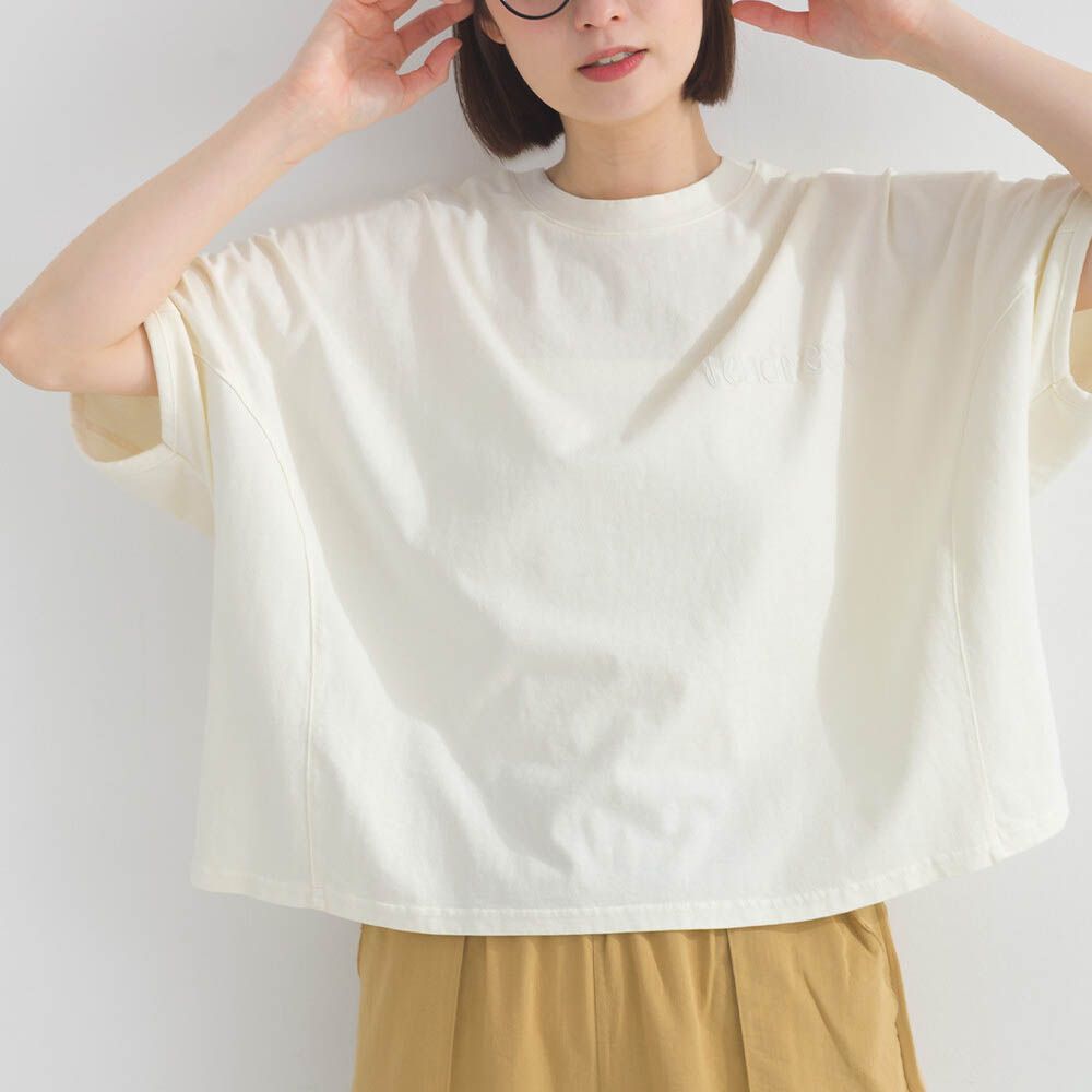 16支天竺棉 復古寬版短袖上衣-象牙白
