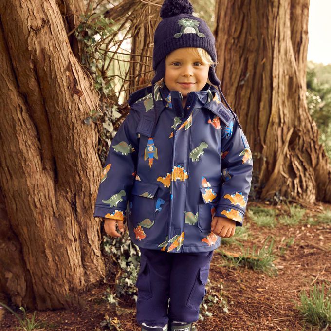 英國 JoJo Maman BeBe - 三合一多功能防水保暖外套-恐龍火箭