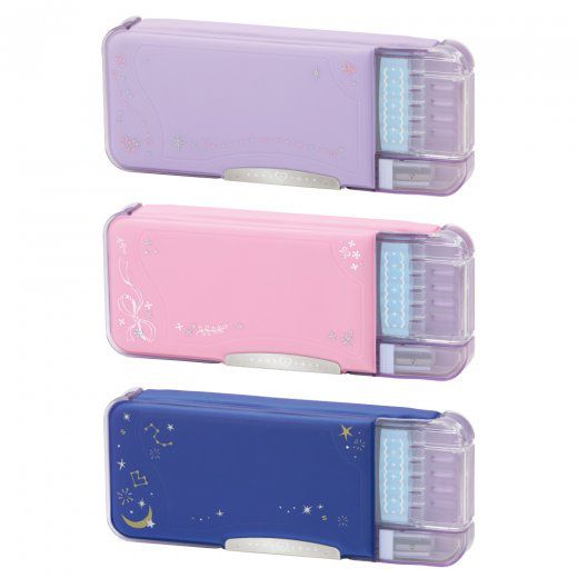 日本文具 SONIC - 日本製 硬式雙面鉛筆盒(附削鉛筆器)-透明窗-帥氣黑 (9.4×22.6×3.2cm)