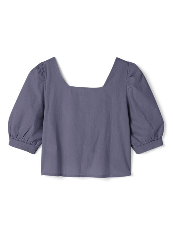 日本 GRL - 簡約法式方領泡泡袖上衣-天使白