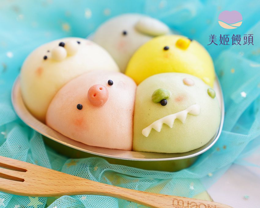 美姬饅頭 - 擠擠動物園鮮乳造型包子 (一盒五入)-245g