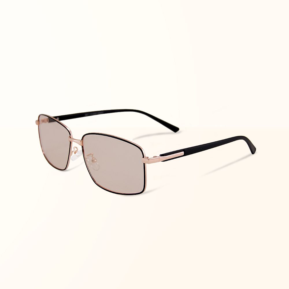 ALEGANT - 風格質感冰茶黃感光變色夜視防眩光金框寶麗來偏光太陽眼鏡│UV400太陽眼鏡全天候適用