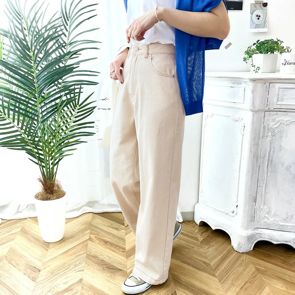 日本 Classical Elf - 熱銷必收！純棉厚磅顯瘦美腳寬褲-丹寧藍