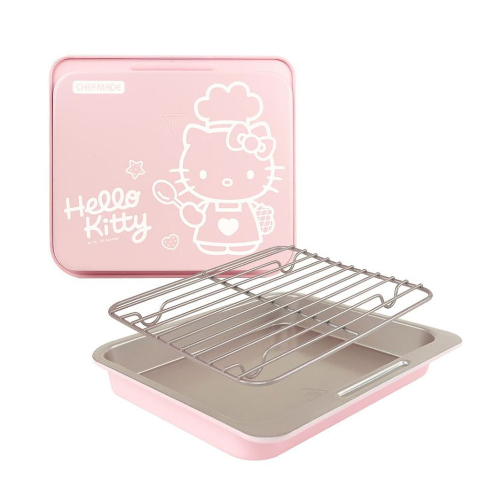 學廚CHEF MADE - Hello Kitty 9.5吋不沾粉色烤盤-附金色烤架