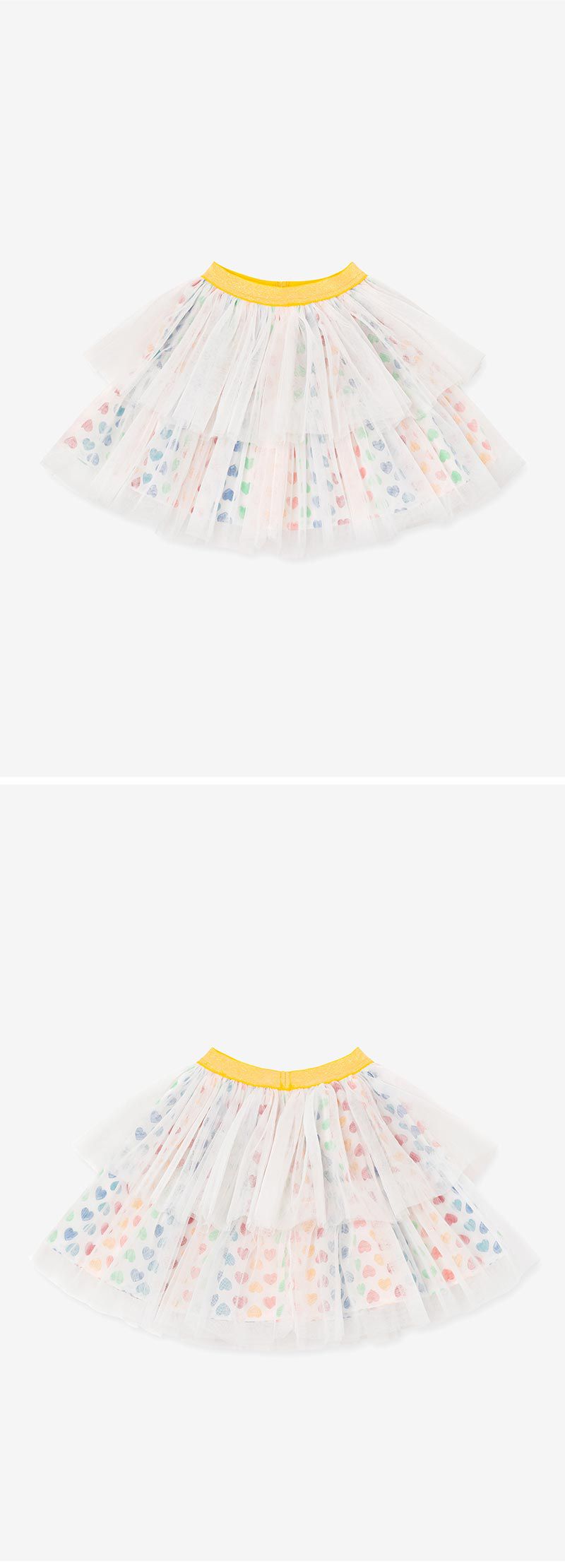 韓國 OZKIZ - 彩色愛心雙層網紗裙