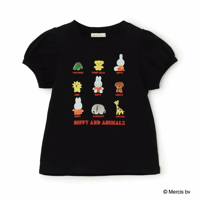 日本 Lycee mine - miffy聯名 速乾抗皺印花泡泡短袖上衣-黑