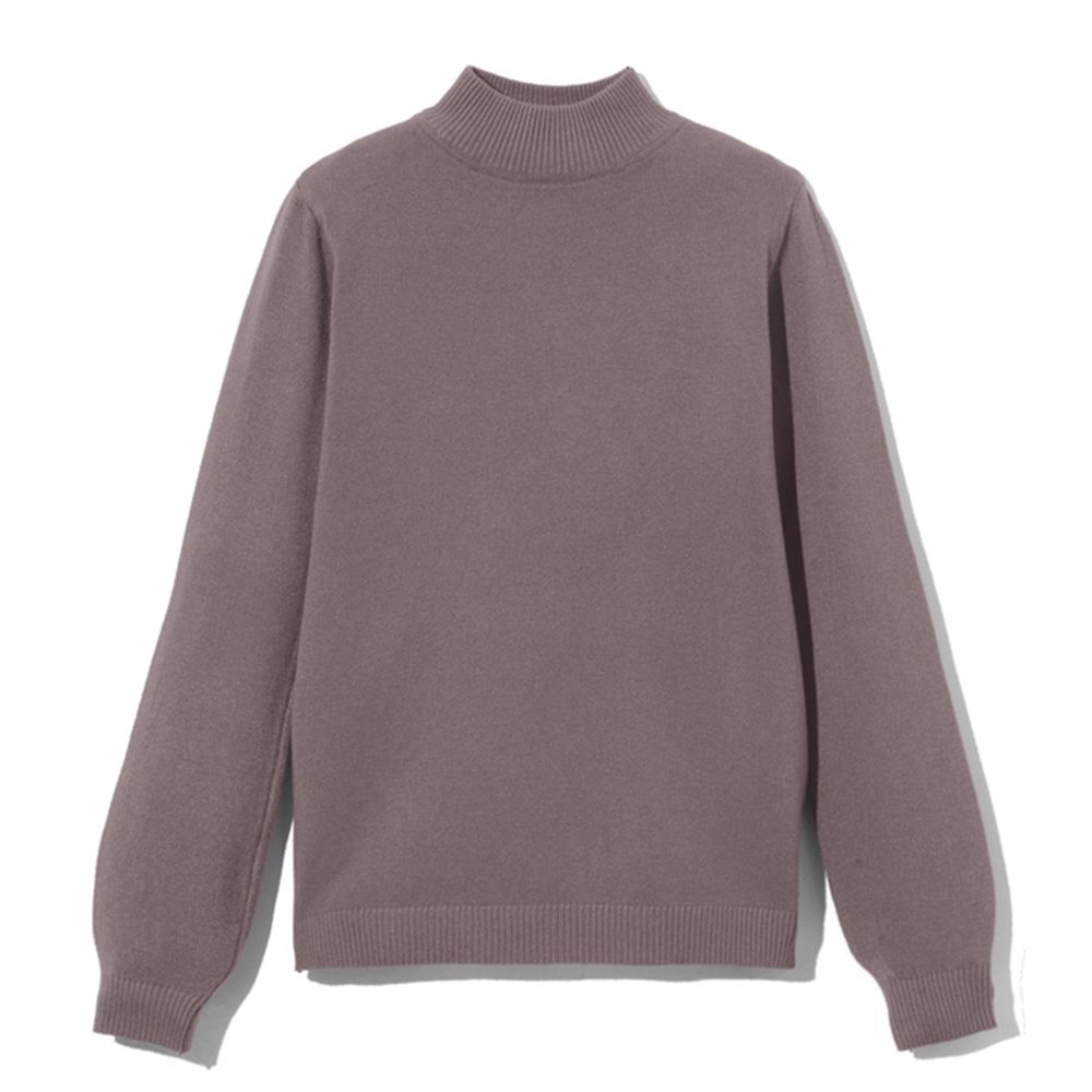 [百搭款]高領薄針織長袖上衣-摩卡