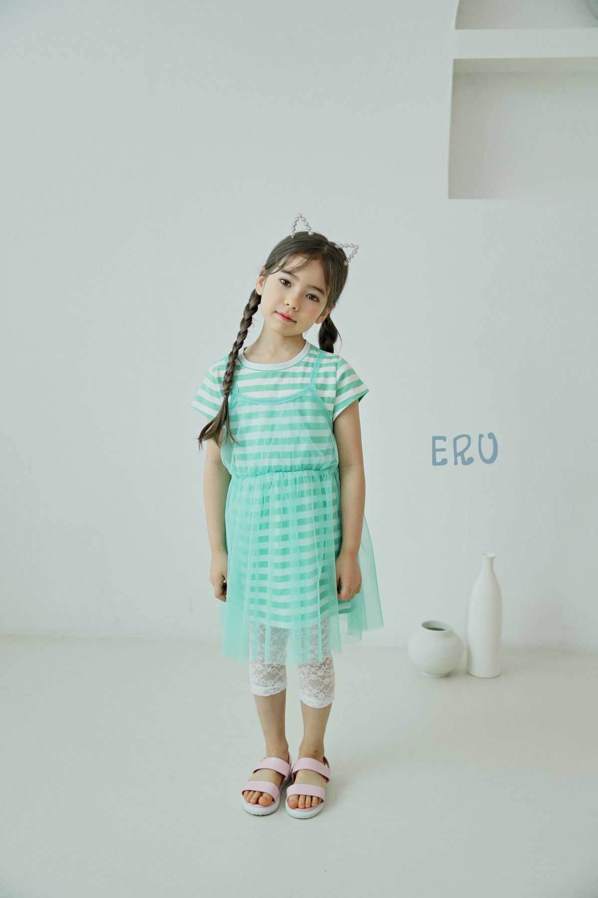 韓國 ERU - 蕾絲透膚花朵內搭褲