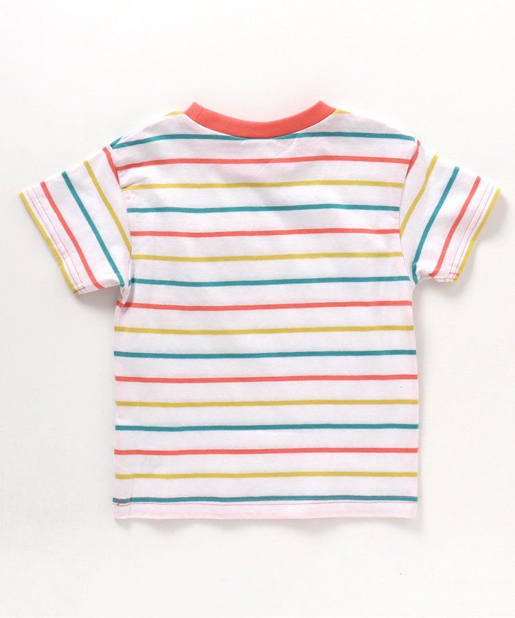 日本 BREEZE - 百搭舒適圓領短袖上衣-條紋-萊姆綠