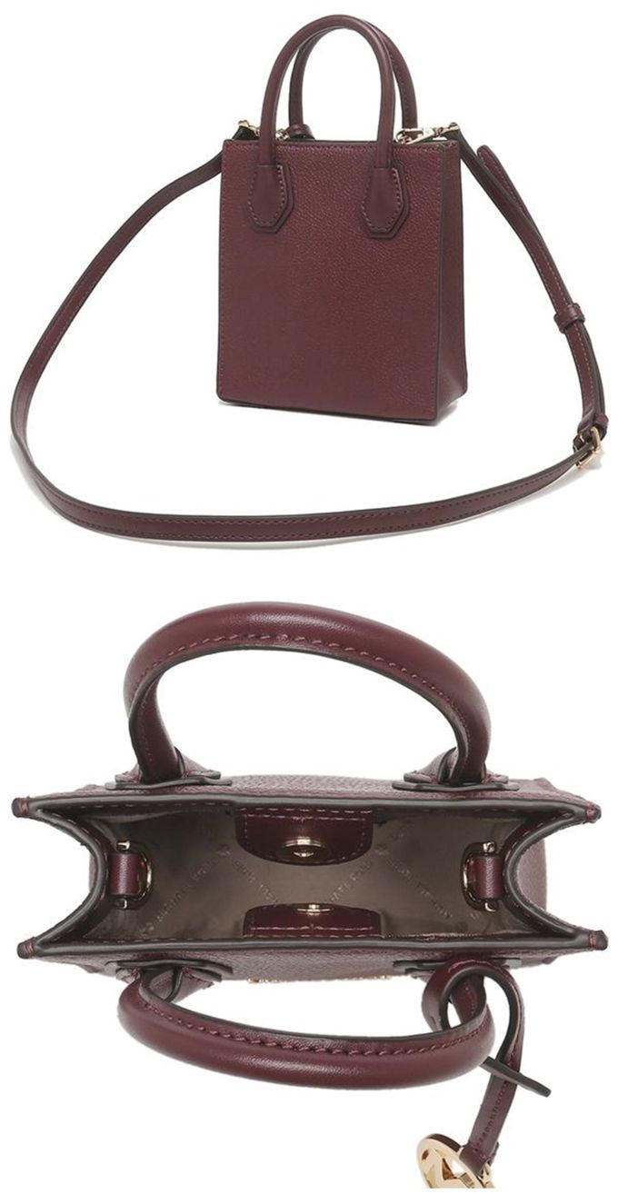 MICHAEL KORS - 皮革迷你手提斜背兩用包-酒紅