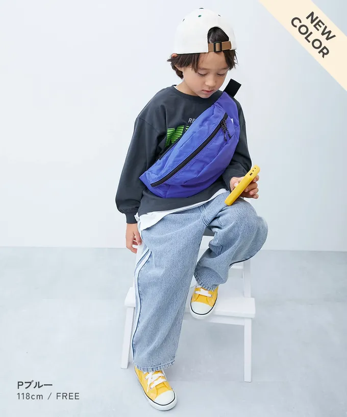 日本 devirock - 飽和色大容量側揹腰包(親子通用)-橄欖綠 (約17x43x11cm)