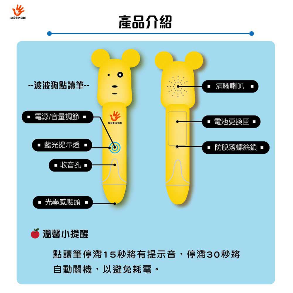 双美生活文創 - ABC點讀學習寶盒-波波狗點讀筆*1隻＋ABC認知圖典*1本＋圖鑑點讀書*1本＋ABC點讀掛圖*1張＋注音點讀卡*1張