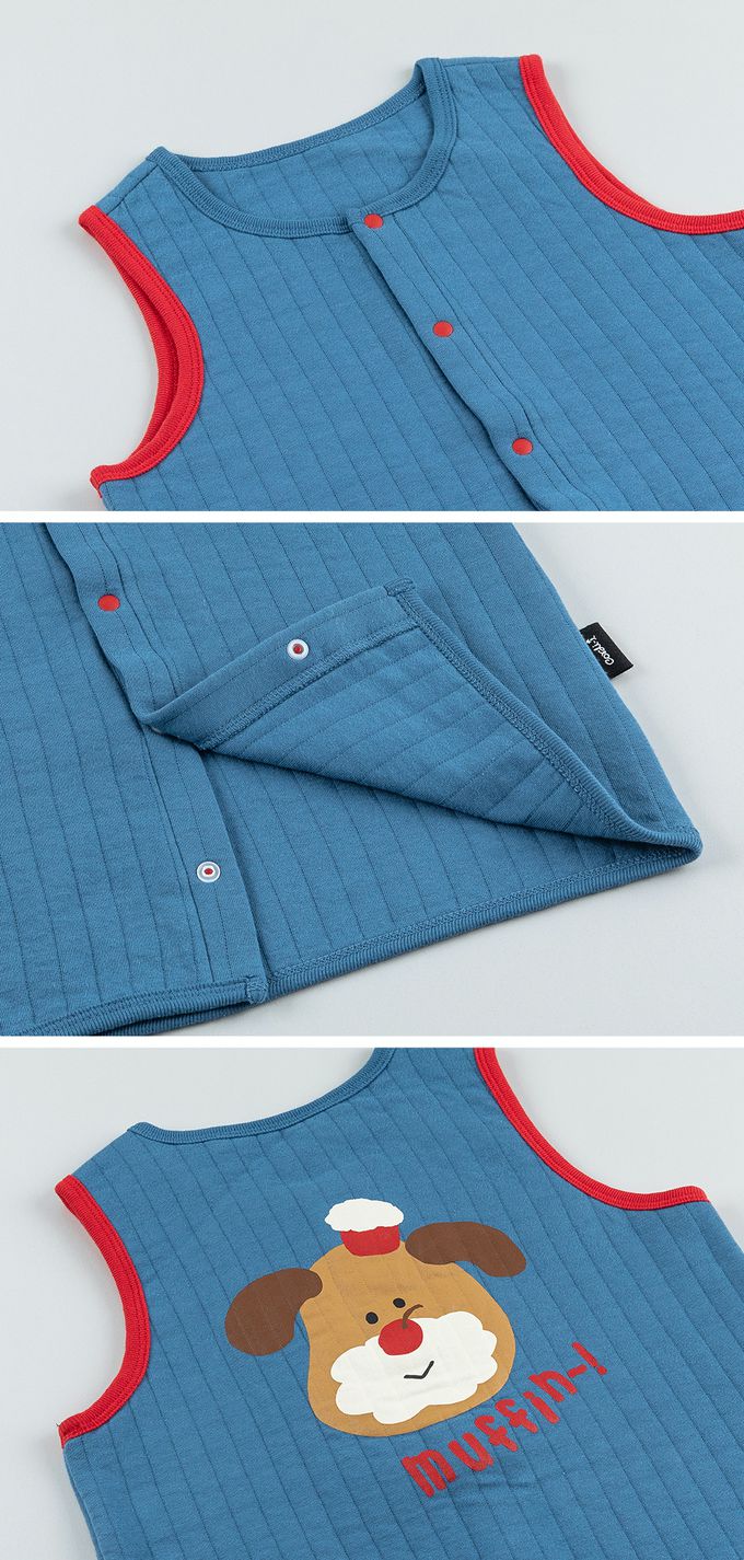 韓國 Cordi-i - 3層鋪棉保暖背心-瑪芬狗狗-藍