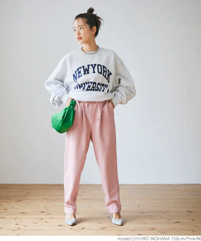 日本 COCA - 裏起毛率性休閒錐型褲-象牙白