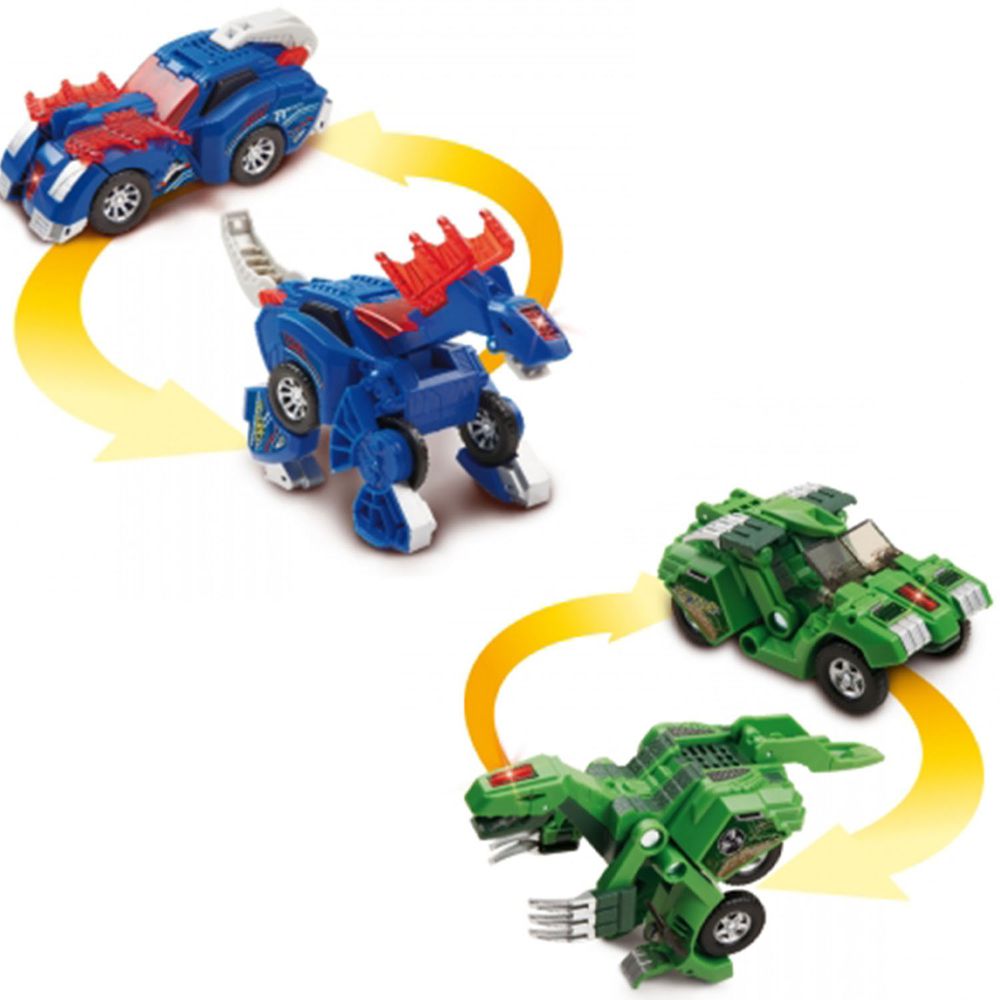 Vtech - 【超值1+1組】聲光變形恐龍車2入組-阿馬加龍(藍)+鐮刀龍(綠)